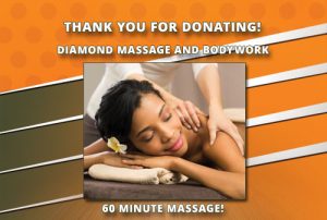 Thank you Diamond Massage and Body work for donating a 60 minute massage