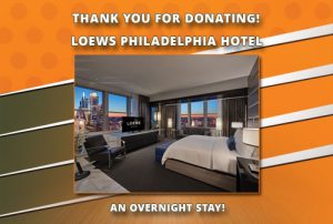Thank you Lowes Philadelphia Hotel for donating an overnight stay