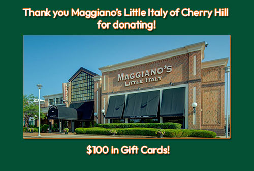 Maggiano's Little Italy, thank you for donating $100 in Gift cards.
